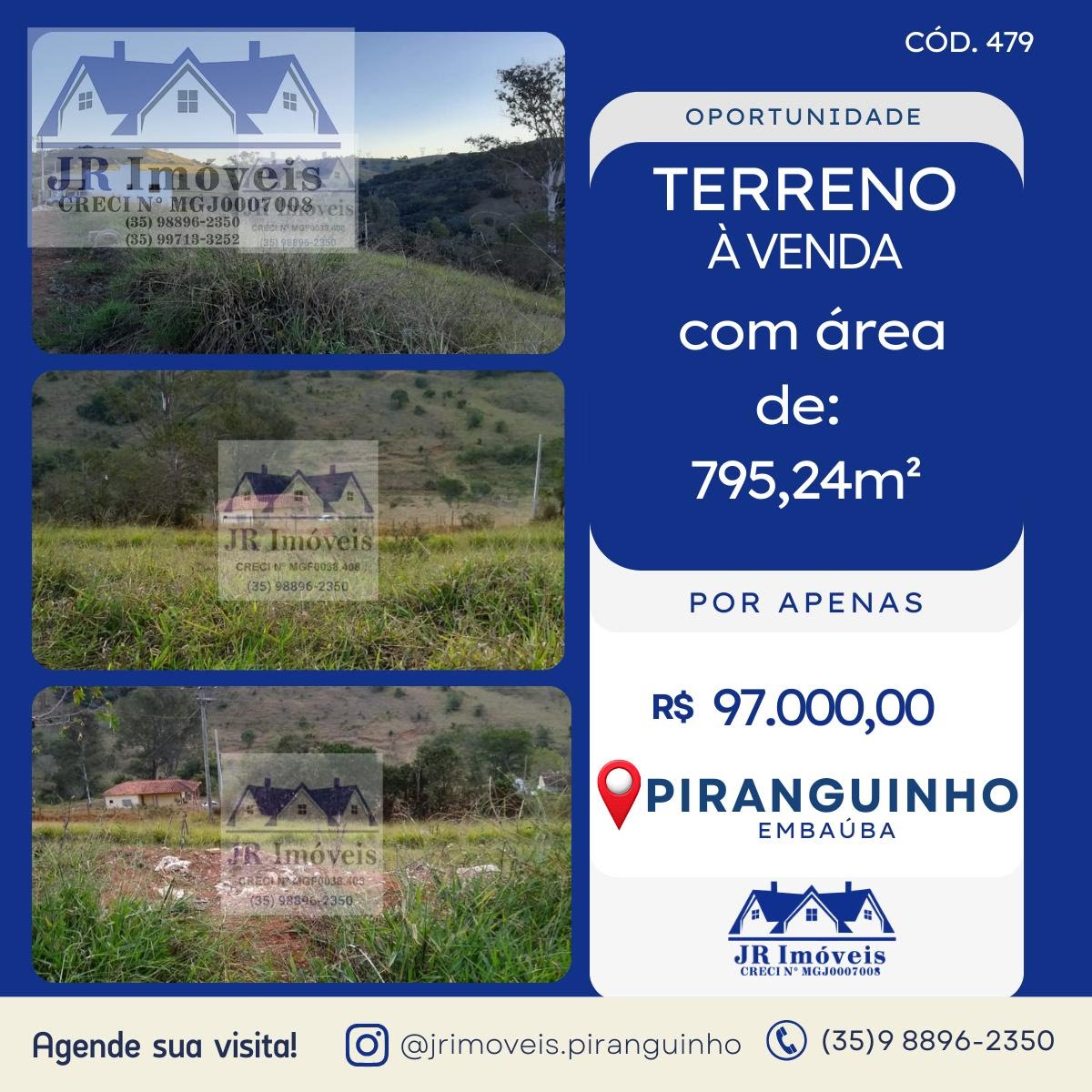 Terreno à venda com 795m² de terreno no Bairro Laje, Piranguinho — foto principal