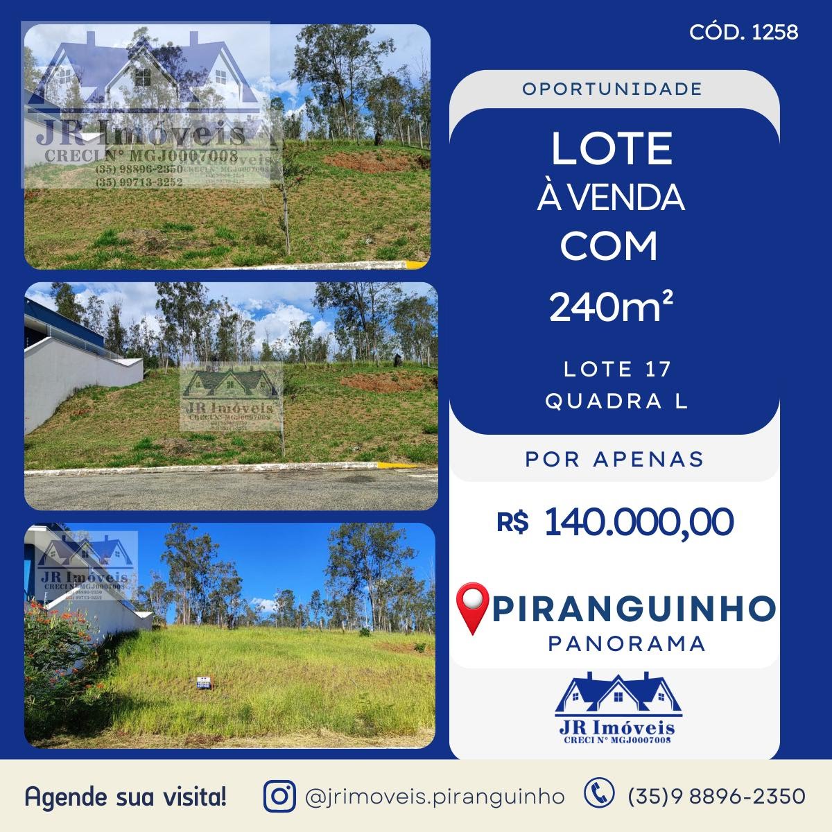 Terreno à venda com 240m² de terreno no Jardim Panorama, Piranguinho — foto principal