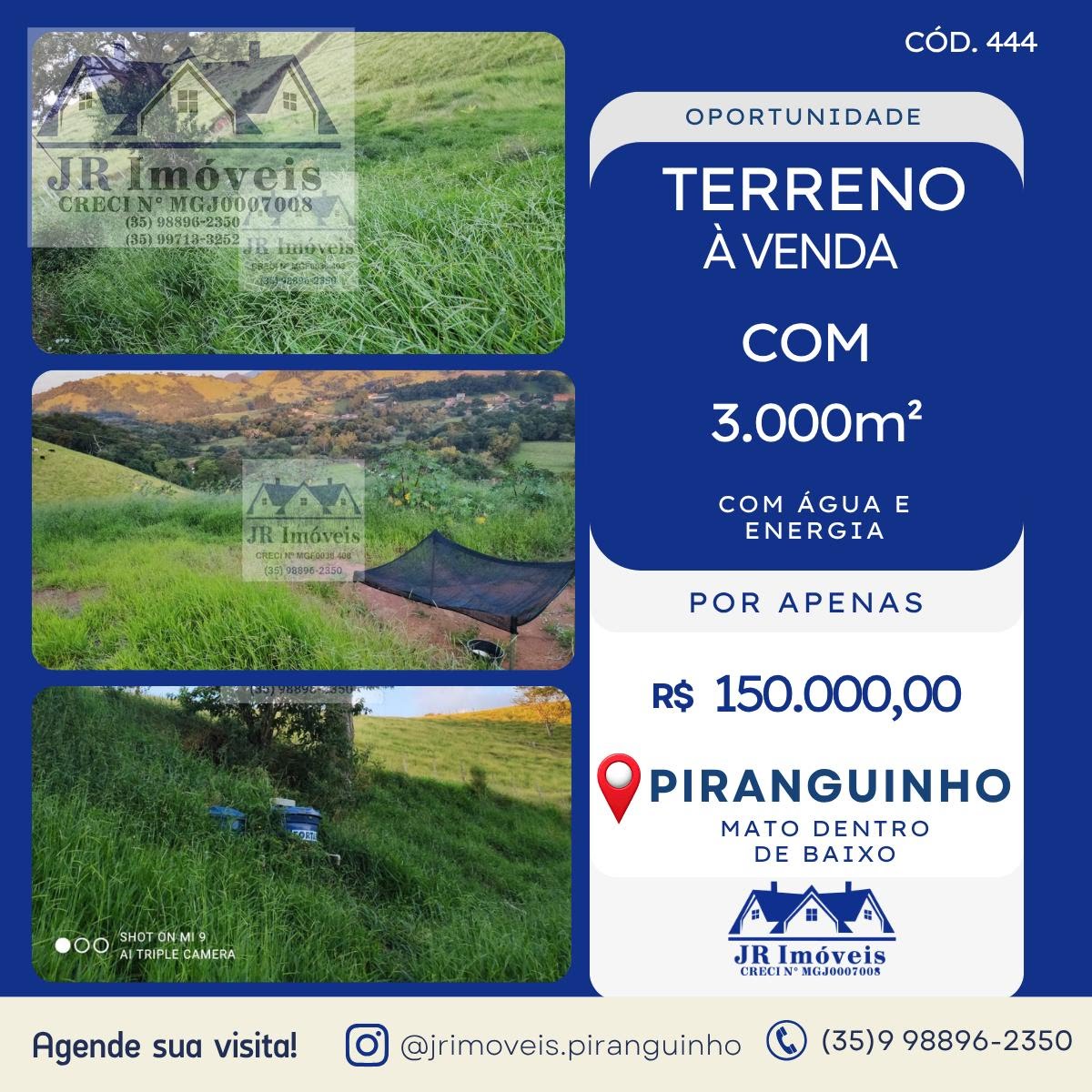 Terreno à venda com 3000m² de terreno no Mato Dentro de Baixo, Piranguinho — foto principal