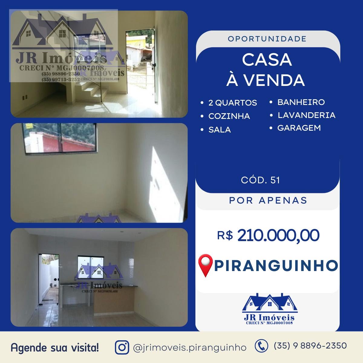 Casa à venda com 2 quartos, 1 banheiro, 1 vaga e 62m² no Santa Efigênia, Piranguinho — foto principal