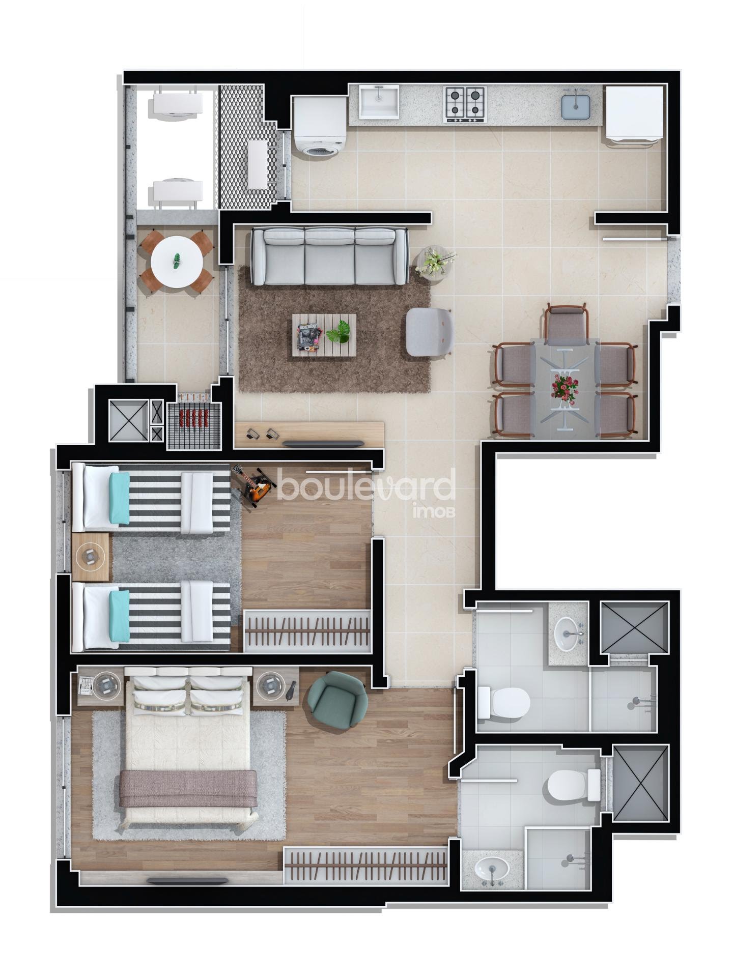 Apartamento à venda com 2 quartos, 1 suíte, 1 vaga e 64m² no Barreiros, São José (SC) — foto 10 de 14