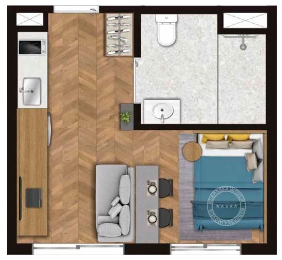 Planta 01 - 1 dorm 24m²