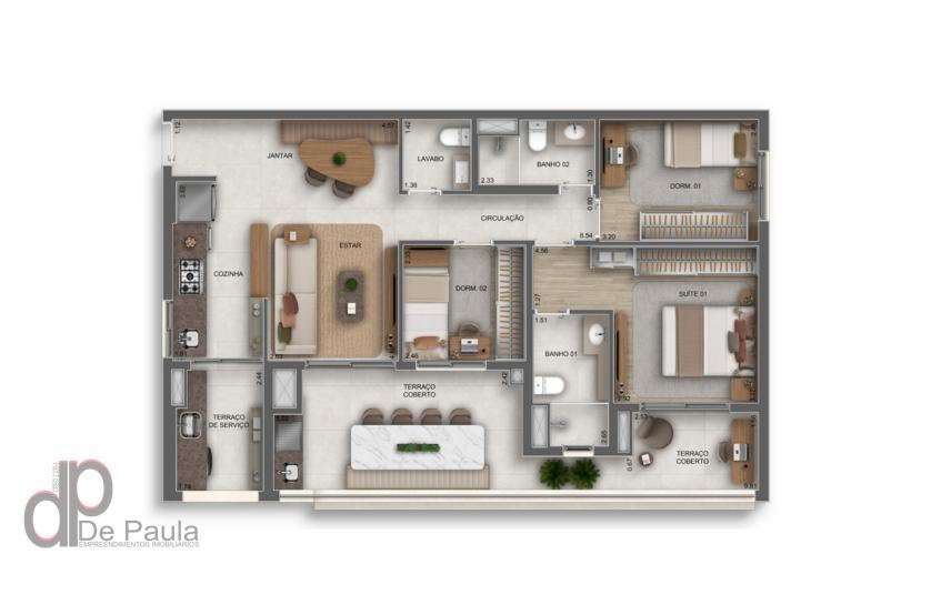 Planta apto 95 m2