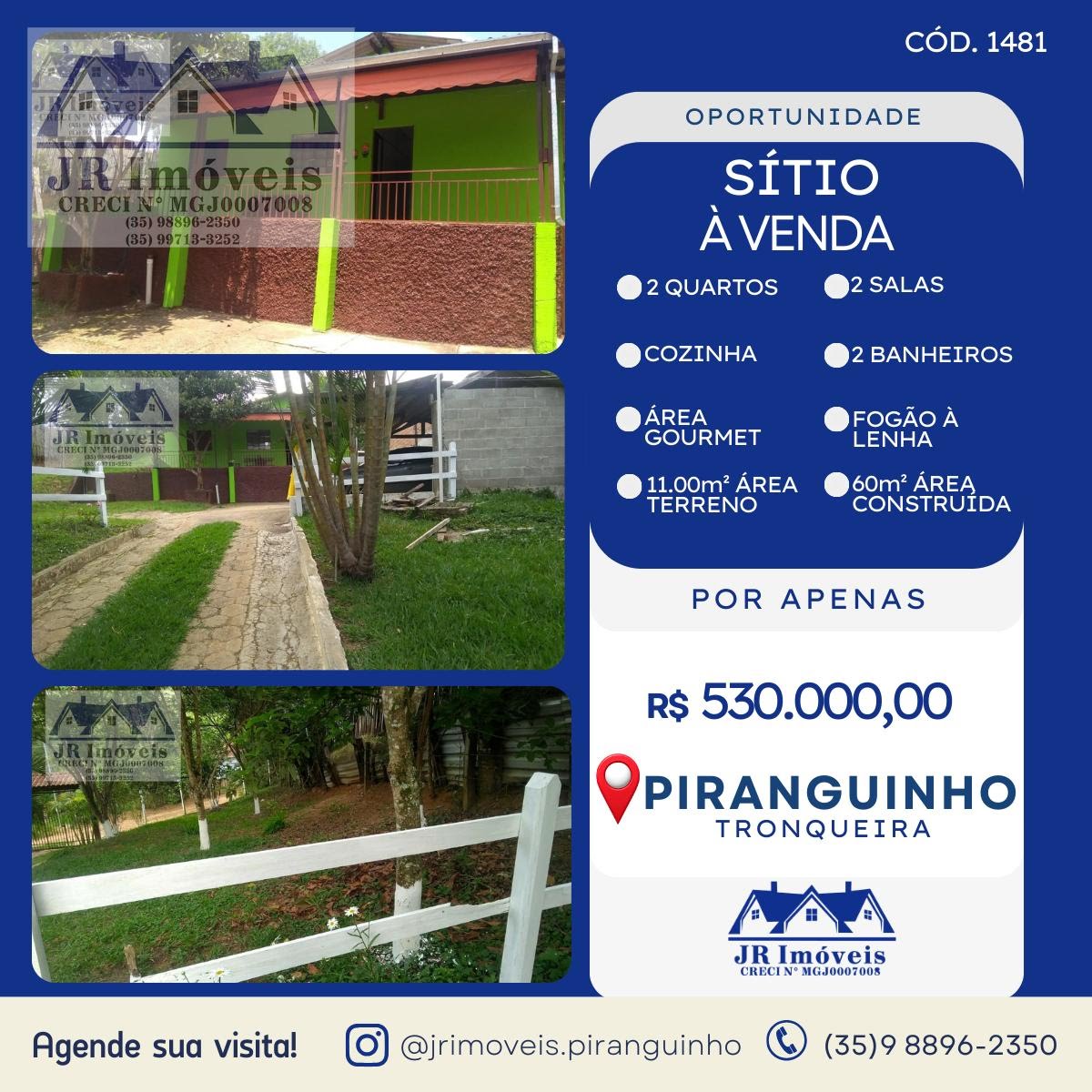 Rural à venda com 11000m² de terreno no Tronqueiras, Piranguinho — foto principal