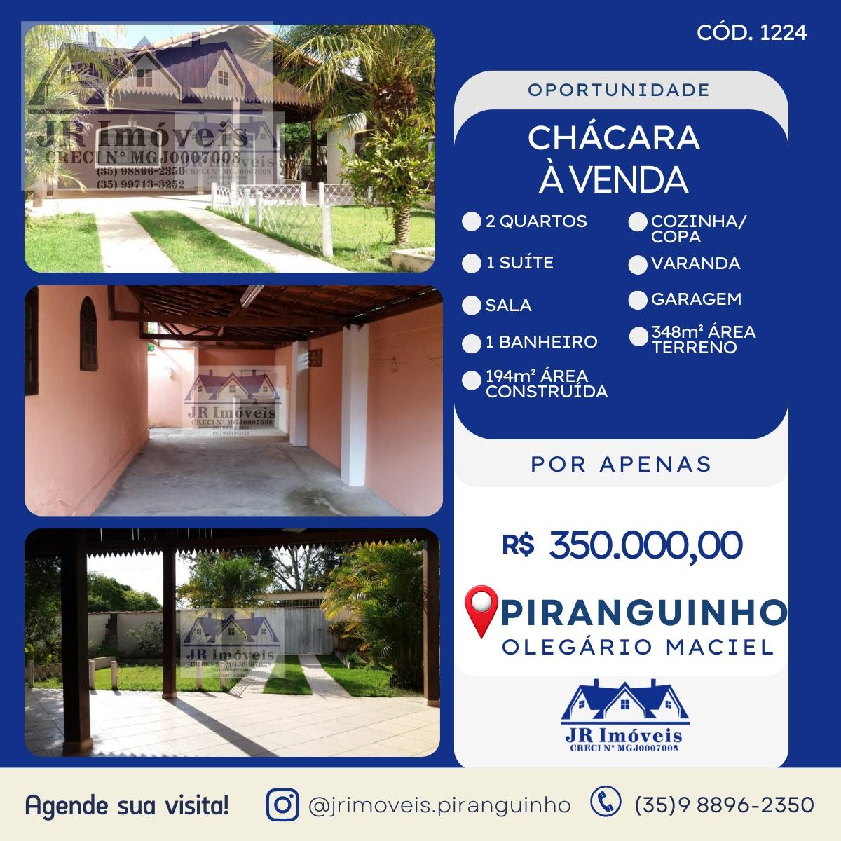 Rural à venda com 348m² de terreno no Olegario Maciel, Piranguinho — foto principal