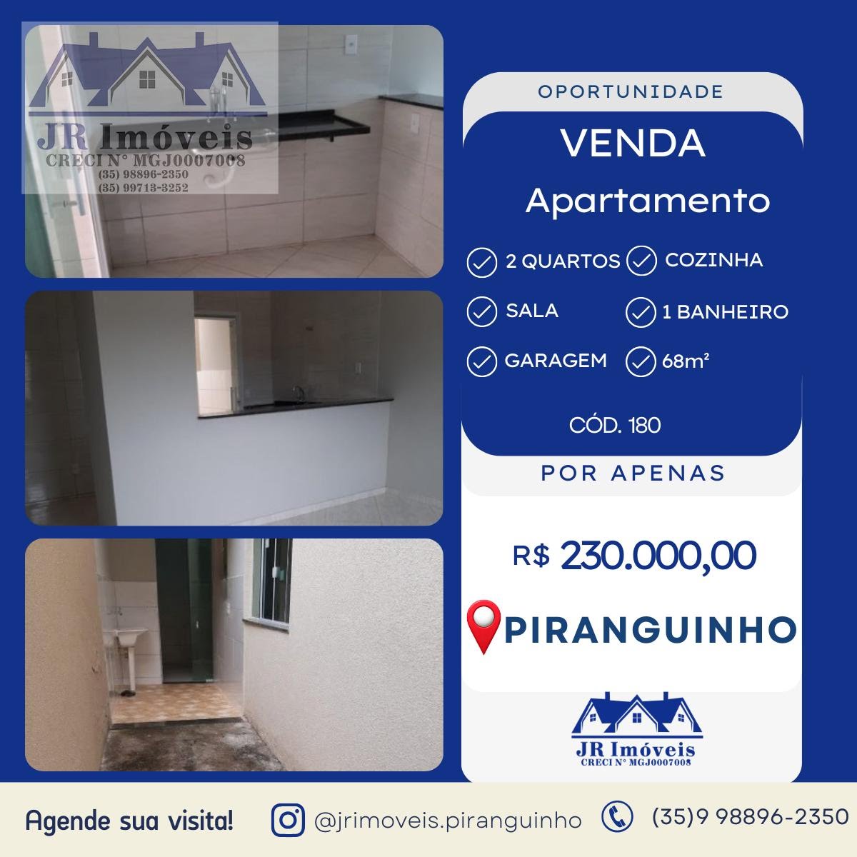 Apartamento à venda com 2 quartos, 1 banheiro, 1 vaga e 68m² no Sossego, Piranguinho — foto principal