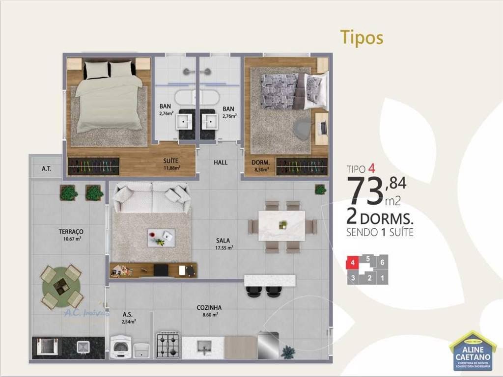 Apartamento à venda com 2 quartos, 1 suíte, 1 vaga e 74m² no Canto do Forte, Praia Grande (SP) — foto 14 de 18