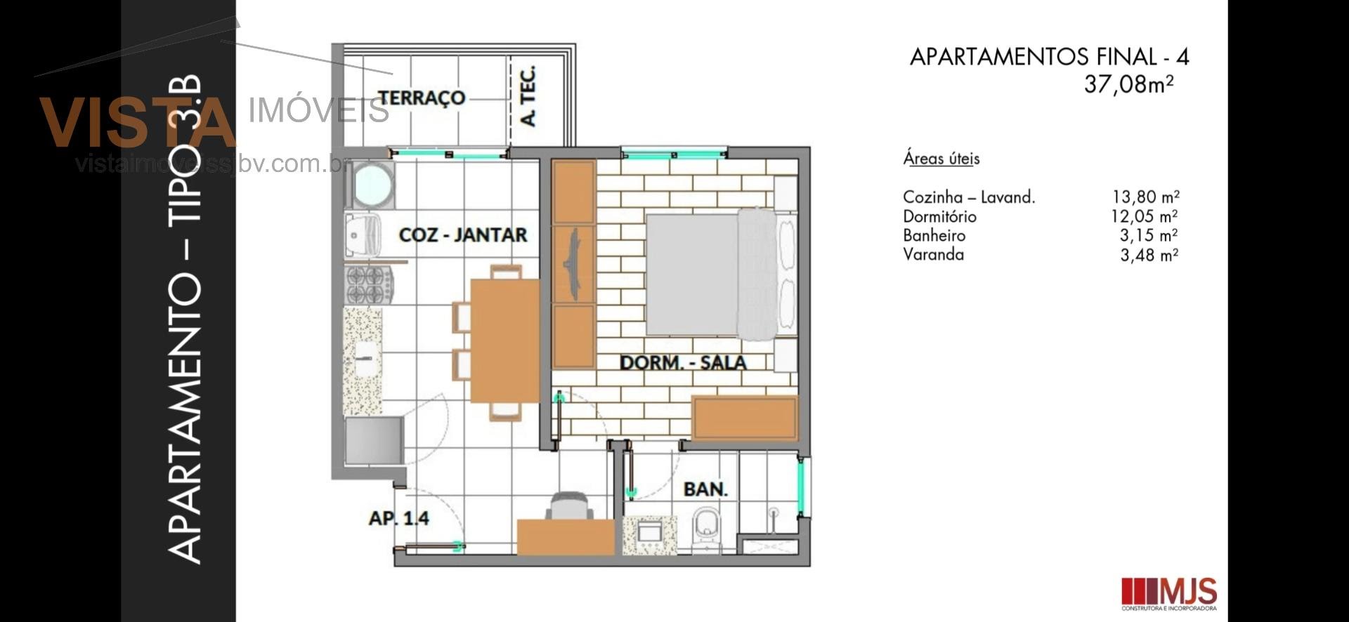 Apartamento à venda com 1 quarto, 1 banheiro, 1 vaga e 37m² no Jardim Satelite, São João da Boa Vista (SP) — foto 7 de 10