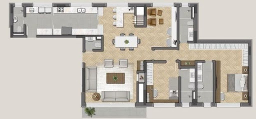 Planta 02 - 2 dorm 155 56m² - opção