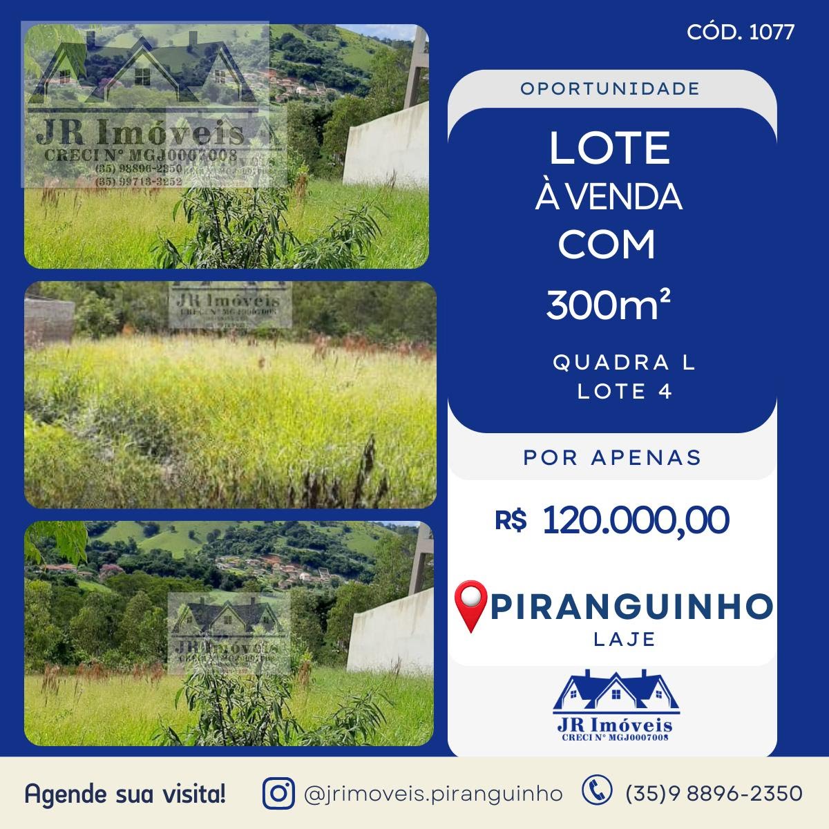 Terreno à venda com 300m² de terreno no Bairro Laje, Piranguinho — foto principal