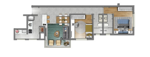 Planta 01 - 2 dorm 62,60m²