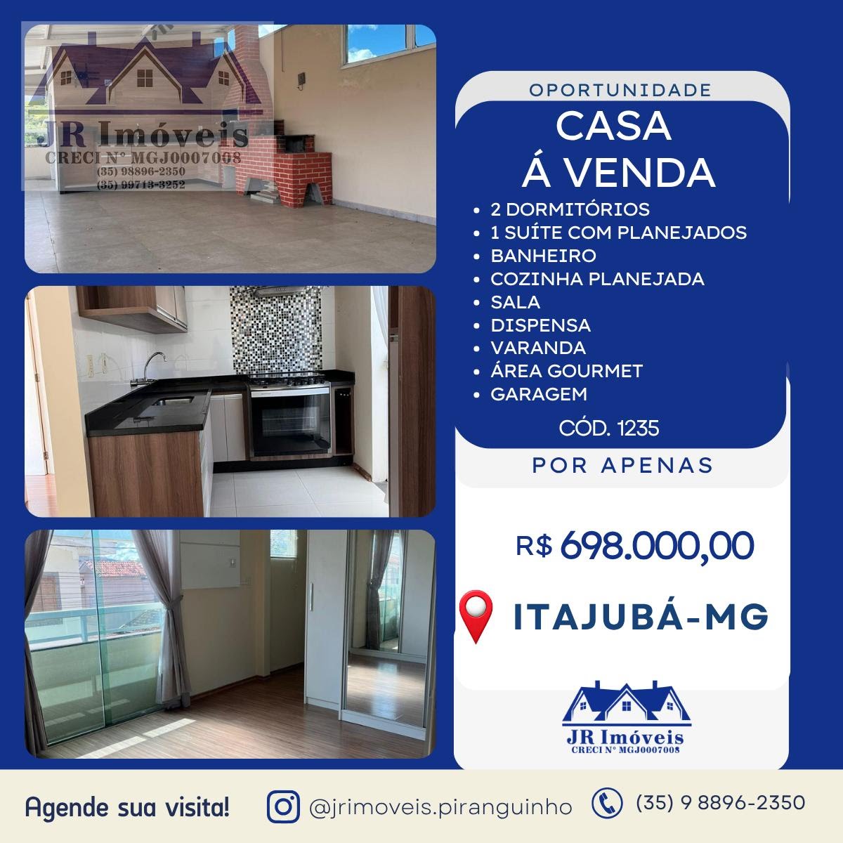 Casa à venda com 2 quartos, 2 banheiros e 1 vaga no Centro, Piranguinho — foto principal