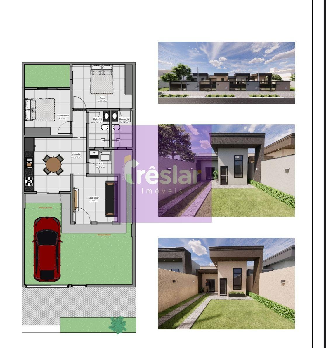 Casa à venda com 2 quartos, 2 banheiros, 1 vaga e 61m² no Bela Vista da Lagoa, Três Lagoas — foto principal