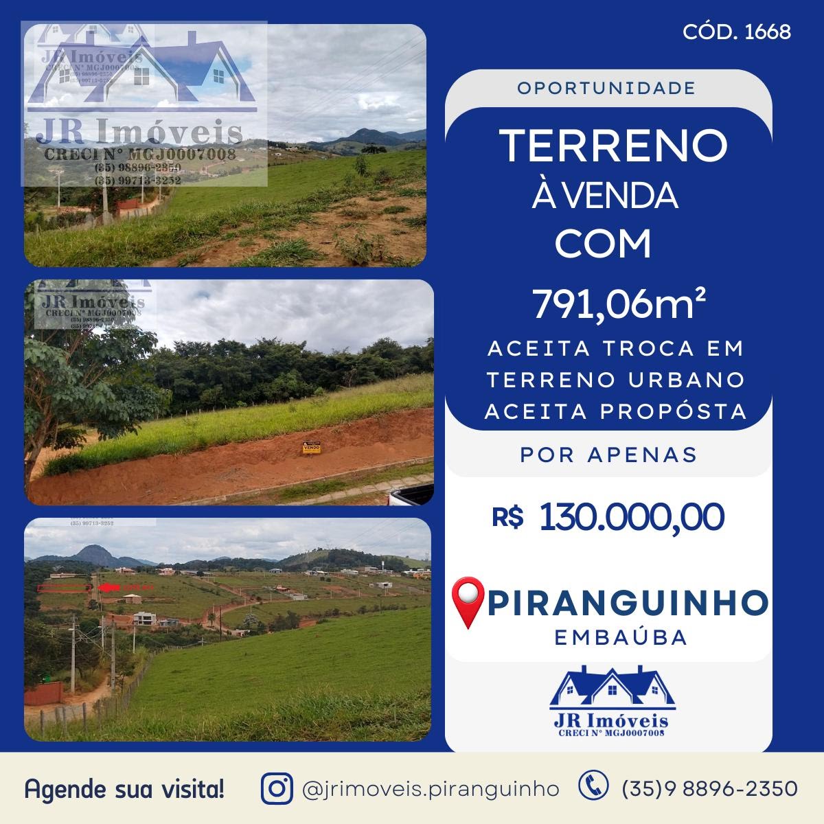 Terreno à venda com 791m² de terreno no Bairro Laje, Piranguinho — foto principal