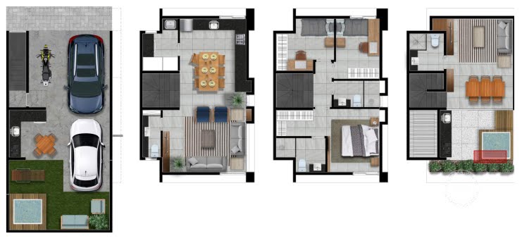 Planta 02 - 3 dorm 211m²