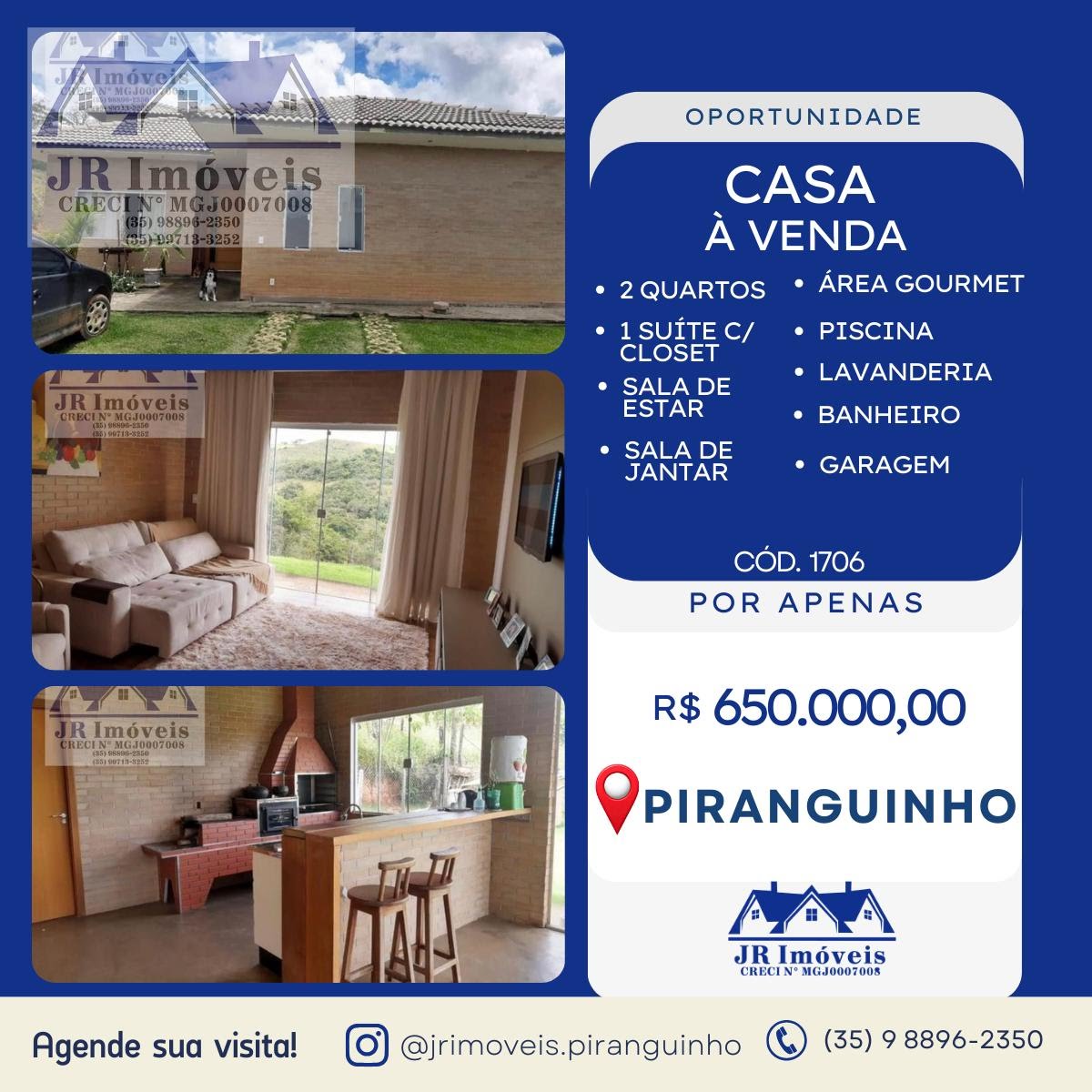 Casa à venda com 2 quartos, 3 banheiros e 800m² no Bairro Laje, Piranguinho — foto principal