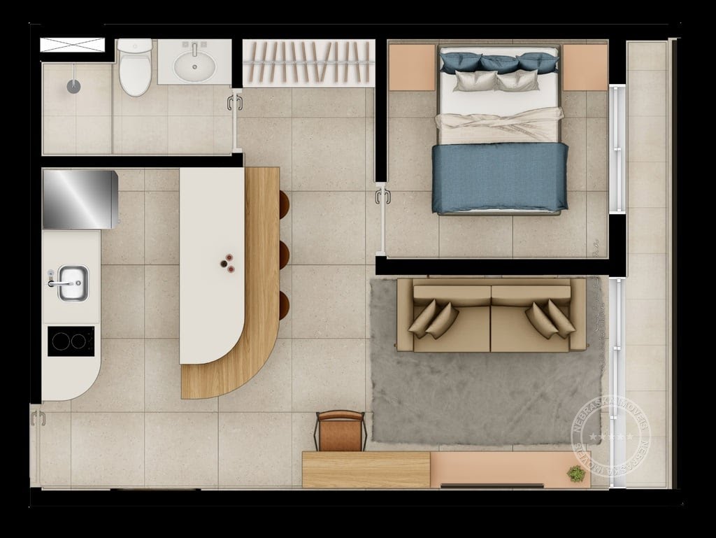 Planta 02 - 1 dorm 36,04m²