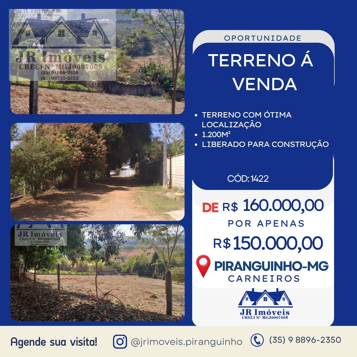 Terreno à venda com 1200m² de terreno no Carneiros, Piranguinho — foto principal