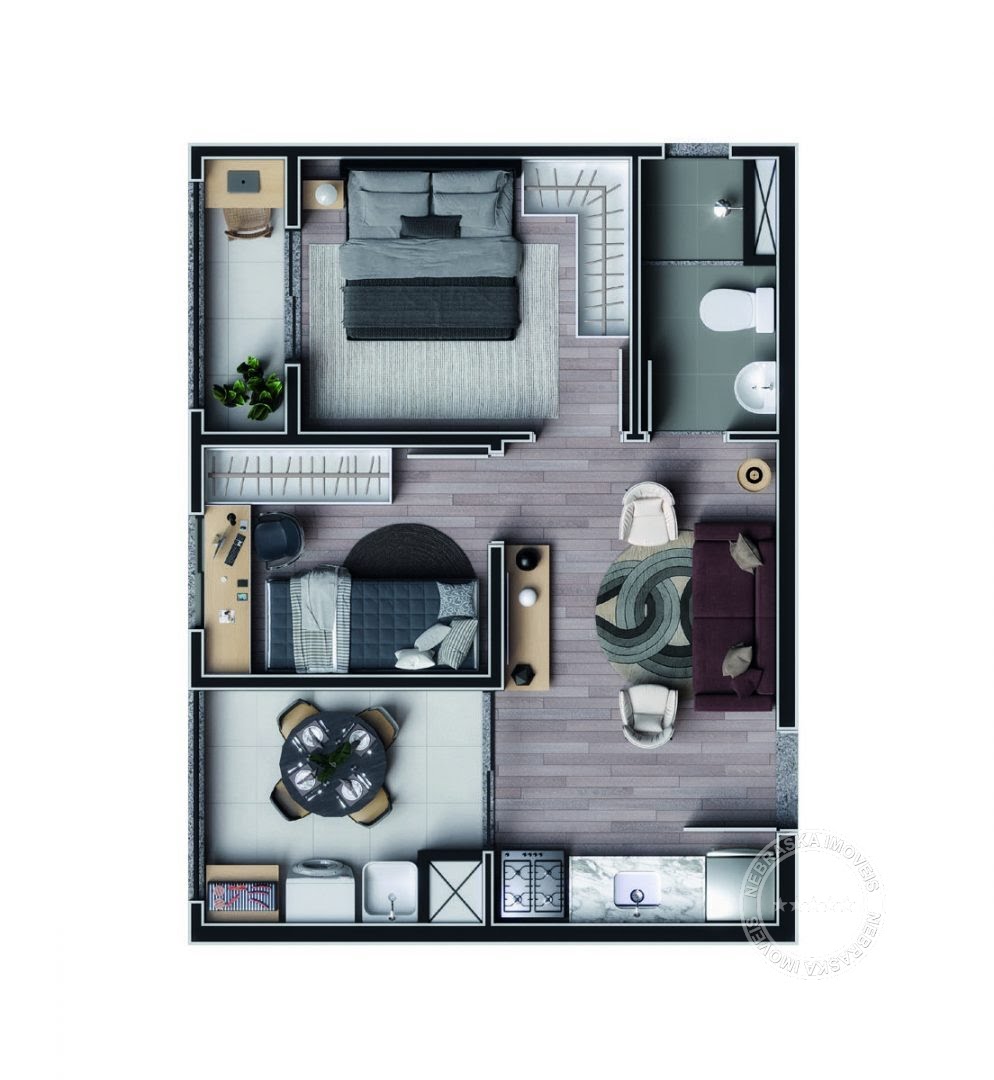 Planta 01 - 2 dorm 33,78m²