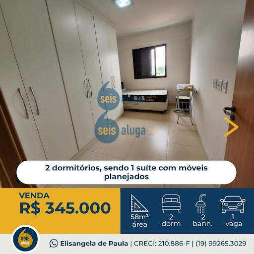 Apartamento venda porteira fechada em Americana/SP  2 dormitórios, sendo 1 suíte 