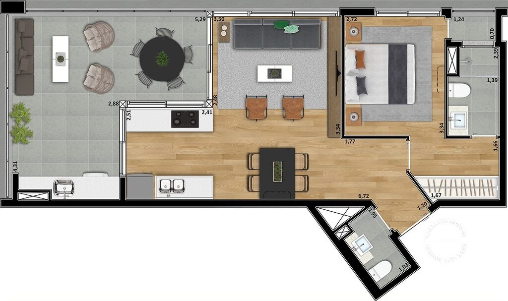 Planta 01 - 1 dorm 75 65m²