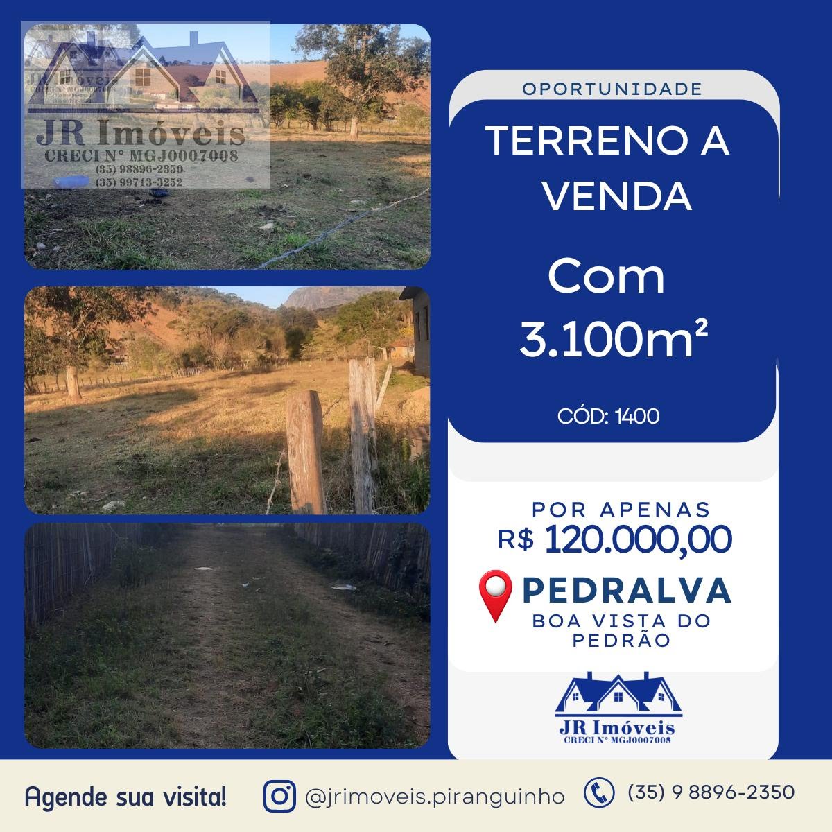 Terreno à venda com 3100m² de terreno no Boa Vista do Pedrão, Pedralva — foto principal